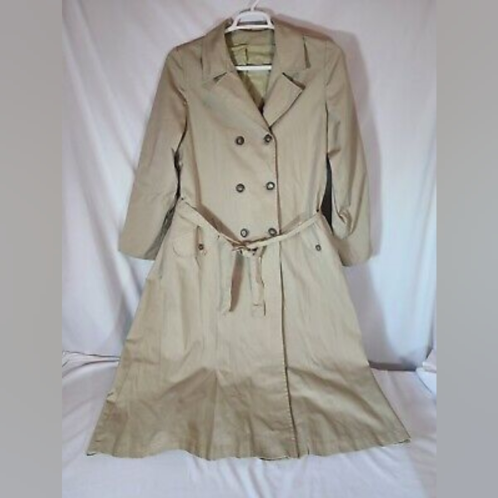 Vintage SEARS Trench Coat Jacket Size M Beige Belted The Fashion Place Vintage